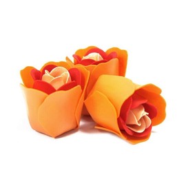 Luxury Orange Soap Roses [Set of 3] Romantic Flowers Heart Box. Valentines Day, Love Roses Floral Scented. Small Unique Gifts for Her.