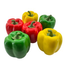 AERANCE 6 Pcs Artificial Bell Pepper Fake Veggie Lifelike Colorful Bell Peppers Red Green Yellow Peppers Realistic Decorative Vegetables for Home Kitchen Tabletop Decoration Props