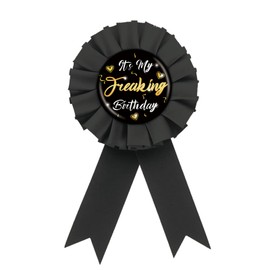 It's My Freaking Birthday Tinplate Badge Pin, Black Rosette Happy Birthday Button Pin, Funny Birthday Badge Pin for Men, Brooch Buttons for 18th/21st/30th Birthday Party Celebration