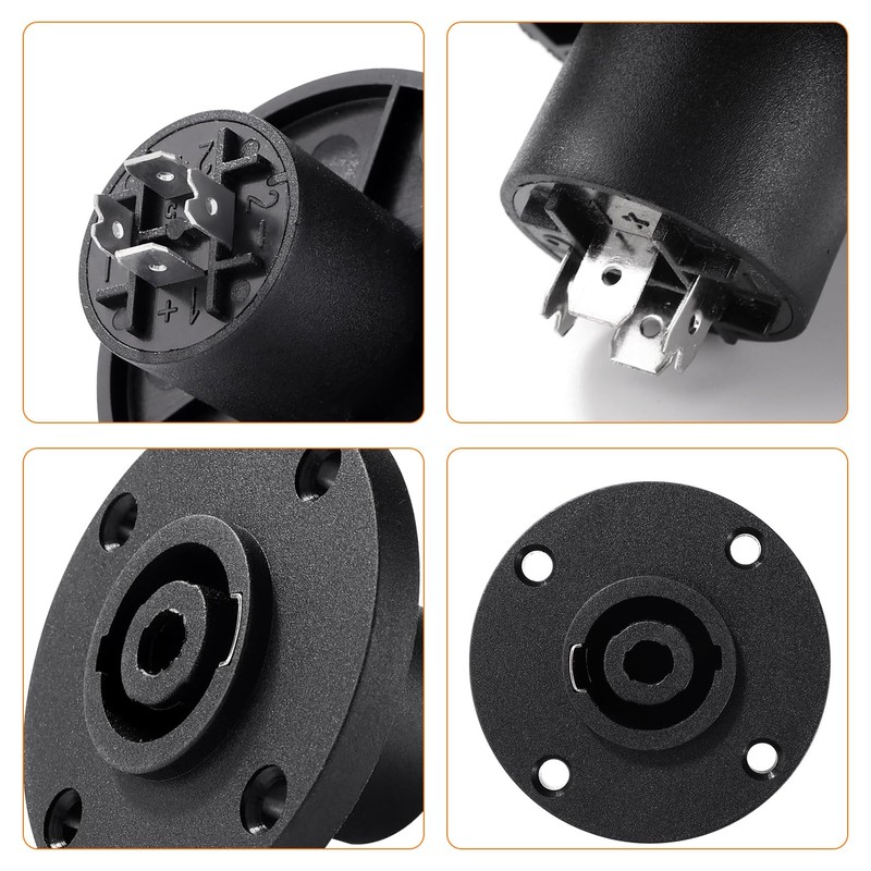 KUOQIY 4 Pieces 4-Pin Speakon Socket Adapter, Speakon Panel Twist