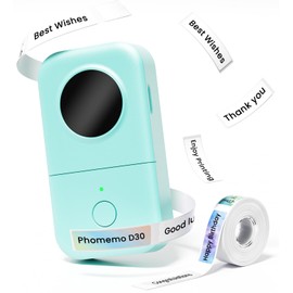 Phomemo D30 Label Maker Machine with Tape,Portable Bluetooth Label Printer Mini Smart Sticker Maker Machine Multiple Templates Font Icon Easy to Use Handheld Label Printer For Office Home,Green