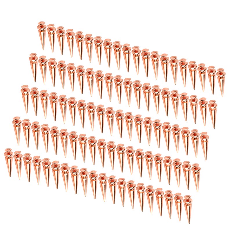 100set Punk Cone Spikes Studs Rose Gold Pointed Electroplating Burr