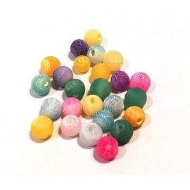 Gemstone Beads 4 mm Agate Stone Matt Mix Colour Set Ball Natural Stone Frosted Agate Pearl Semi-Precious Gemstone Bead with Hole for Threading Gemstone
