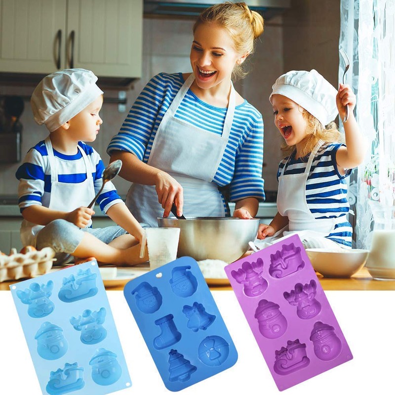 Sinwind Weihnachtsformen, Silikonformen, 2 Stück, Kekse, Weihnachtskuchen, Schokolade, Basteln, Eiswürfelform,