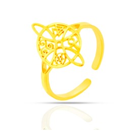 Only faith Witch Knot Ring for Women Pentagram Egyptian Cross Adjustable Stainless Steel Triskel Talisman Celtic Magic Protective, Stainless Steel, Not applicable