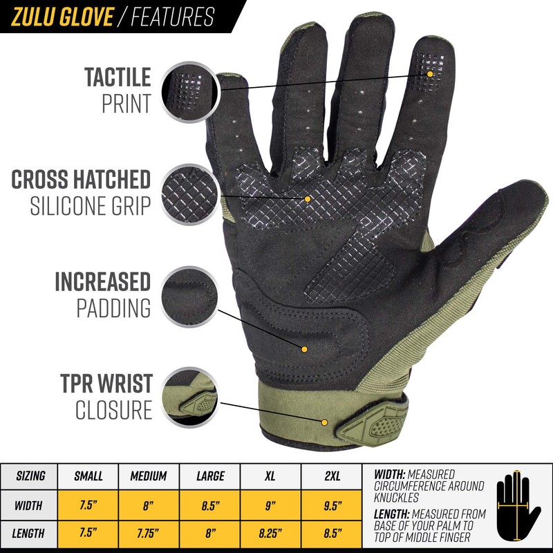 Valken Zulu Tactical Gloves, Protektoren Handschuhe, oliv, Größen:XXL