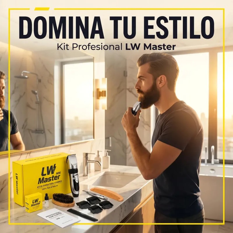 Kit para Barba LWMaster Profesional de 18 Piezas con Recortadora,