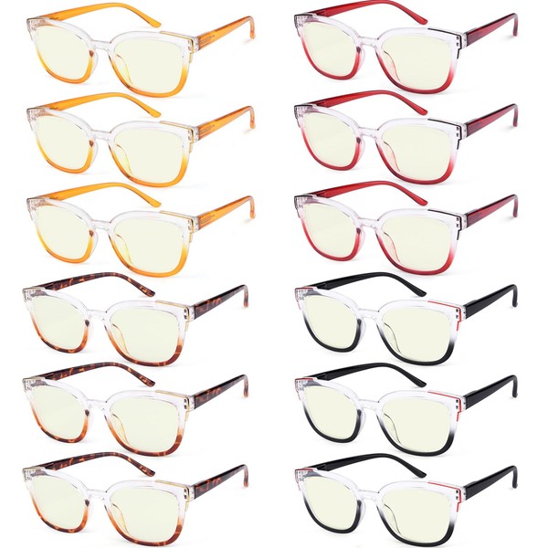 Eyekepper 12-Pack Two-Tone Design Blue Light Blocking Reading Glasses for