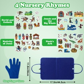 Aizweb Felt Board Bible Stories Set, Flannel Board Stories for Preschool Learning Activities,Bible Toys for Kids, Noah's Ark, David and Goliath, Jonah and The Whale, Jesus Nativity Set,Christian Toys