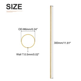DTGN 6 mm x 0.5 mm x 300 mm (AD x Wall TxL) Brass Pipe - 4 Pack - Good for Machine Equipment DIY Decorative Frame - Round Metal Hoses