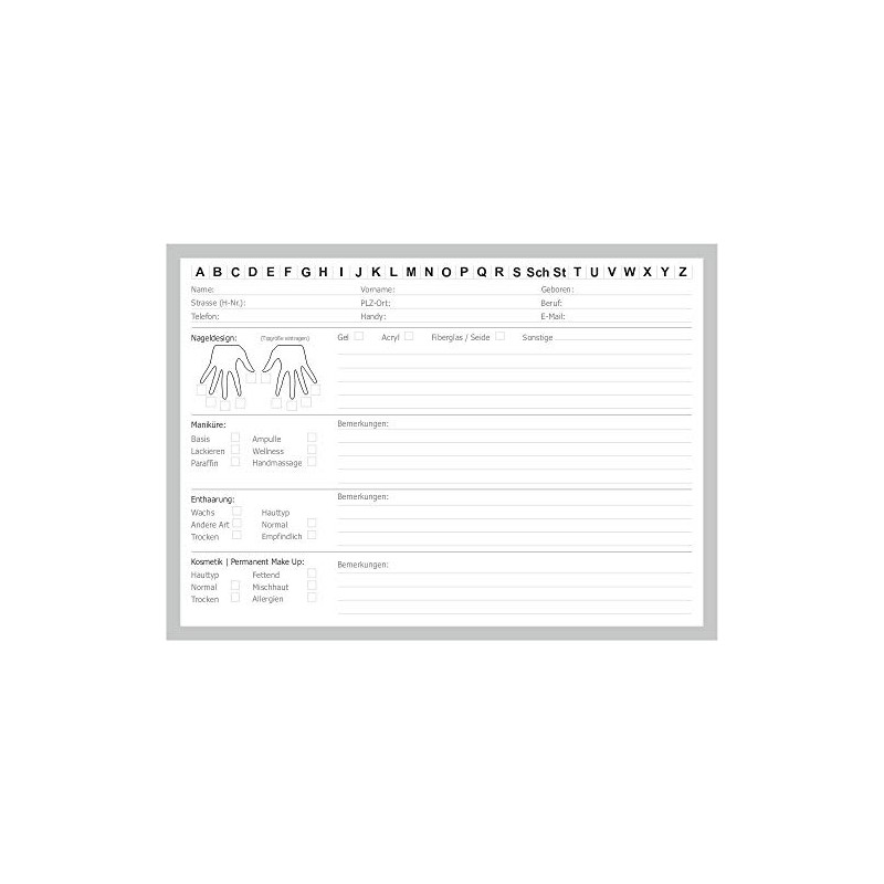 Nail Salon Manicure Double Sided Index Cards (50)