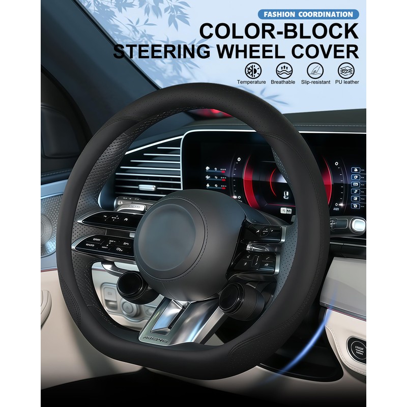 OHHMNKK D-Shaped Steering Wheel Cover for Mercedes-Benz AMG A35 A45