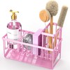 Cisily Pink Kitchen Sink Caddy Organzier with High Brush Holder,