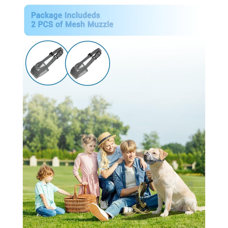 Dog Muzzle 2 Pack, Soft Mesh Breathable Muzzles for Small