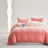 CLOTHKNOW Pink Velvet Queen Comforter Set 3Pcs Pink White Bedding