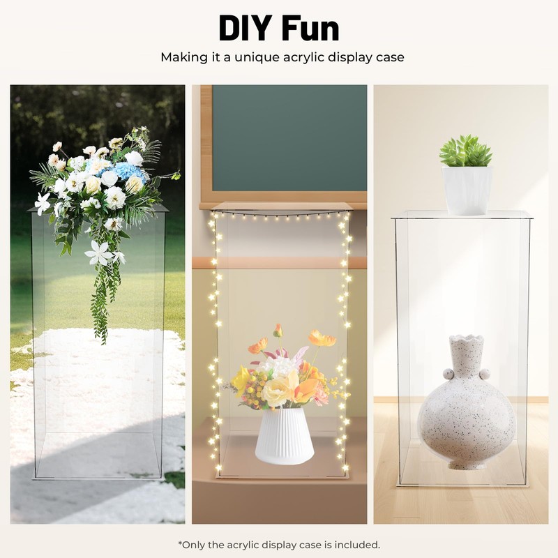 Beuioslyr 24" Clear Acrylic Display Stand, Acrylic Display Box For