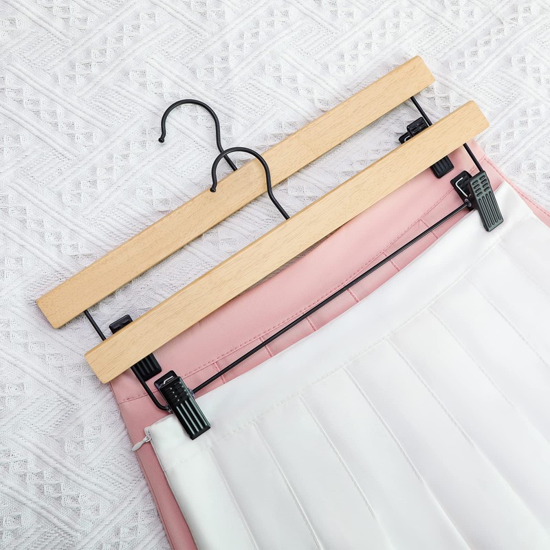 TOPIA HANGER Pants Hangers 10 Pack, Wooden Clothes Hangers with