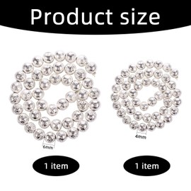 2 Stringing Beads, Silver Round Beads, Jewelry Beads, DIY Craft Jewelry Accessories, Beads with Holes, Jewelry Accessories