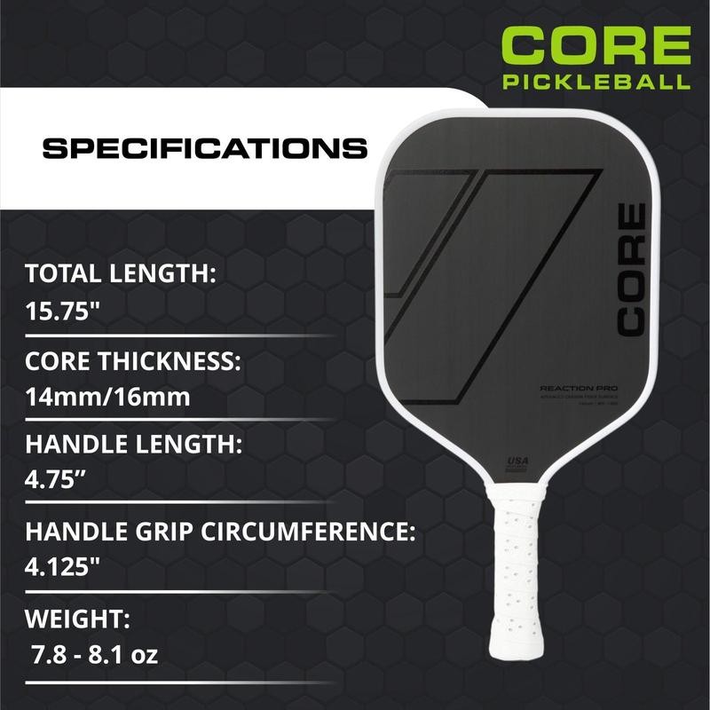 CORE Reaction Pro Pickleball Paddle | T700 Carbon Fiber Surface