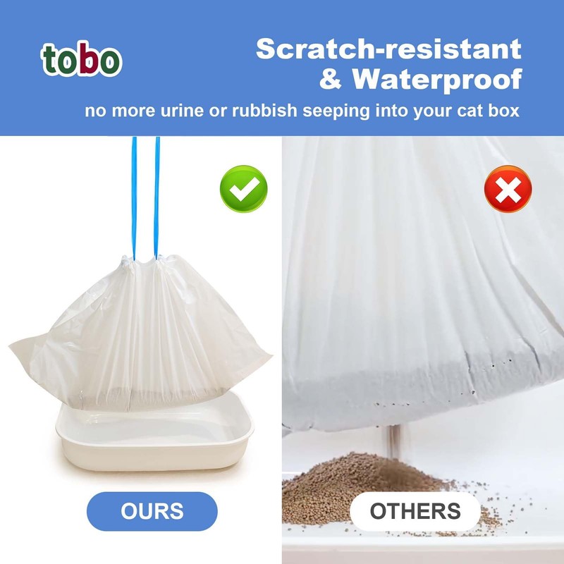 Tobo Cat Litter Box Liners, 30 Count, 2 Mil Extra-Durable