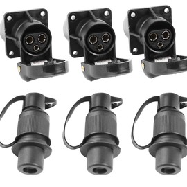 ETUKER 3x Trailer Socket 3-Pin Flat 3x Trailer Plug Three-Pole Plug Socket 12 V Tractor 3-Pin