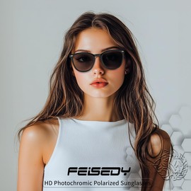 FEISEDY Retro Photochromic Classic Polarized Sunglasses for Women Men Trendy Style Vintage Sunnies B1123