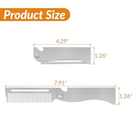 Peines de pelo para mujeres y hombres, peine plegable para barba de acero inoxidable es duradero