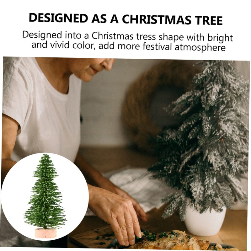 Ipetboom 12 Pieces Miniature Emulation Pine Trees with Base for