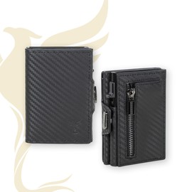Höner Luxor Wallet Black | Men's Wallets Leather | Elegant Wallet with High-Quality Cowhide Leather, carbon, Classic
