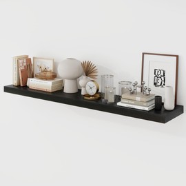 Acovy 48 Inch Floating Shelves, 9.3" Deep Floating Shelf Wall Mounted, 48" Wall Shelves, Rustic Deep Bookshelf, Large Display Shelves & Storage Shelves for Bedroom, Living Room, Black, Set of 1