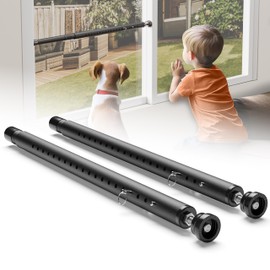 Gadgetzan Sliding Door Security Bar,Window Security Lock Bars Adjustable,17-50 Inches Window Stopper with Rubber Base for Patio Sliding Glass Door/Window/Child Safety/Burglar Proof (Black - 2 Pack)