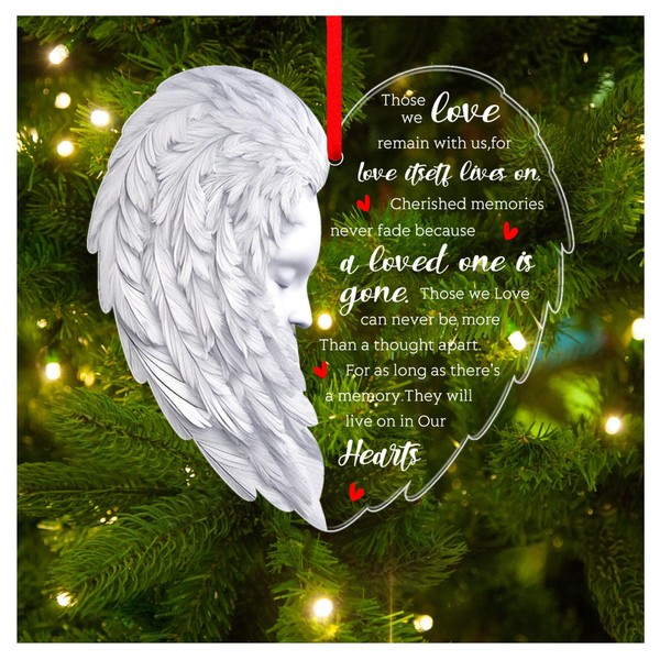 WaaHome Angel Wings Memorial Christmas Ornaments Sympathy Remembrance Bereavement Gifts for Loss of Loved One, Angel Ornaments in Memory of Loved One Ornaments for Christmas Tree Decorations