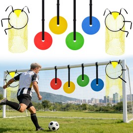 6 Pcs Football Target Net Set Soccer Goal Targets with Adjustable Straps, Corner Soccer Train Goal for Shooting Accuracy Training Top Bins Soccer Target Goal for Lacrosse, Hockey, Football