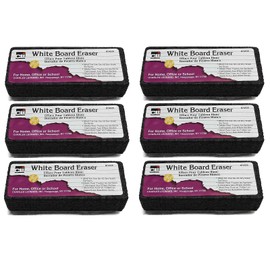 Charles Leonard Whiteboard Eraser, Felt/Foam, Gray and Black, Pack of 6
