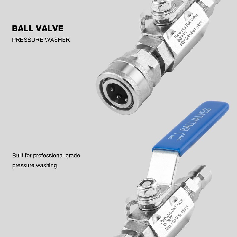 Raincovo Ball Valve Pressure Washer for Hot Water, Stainless Steel,