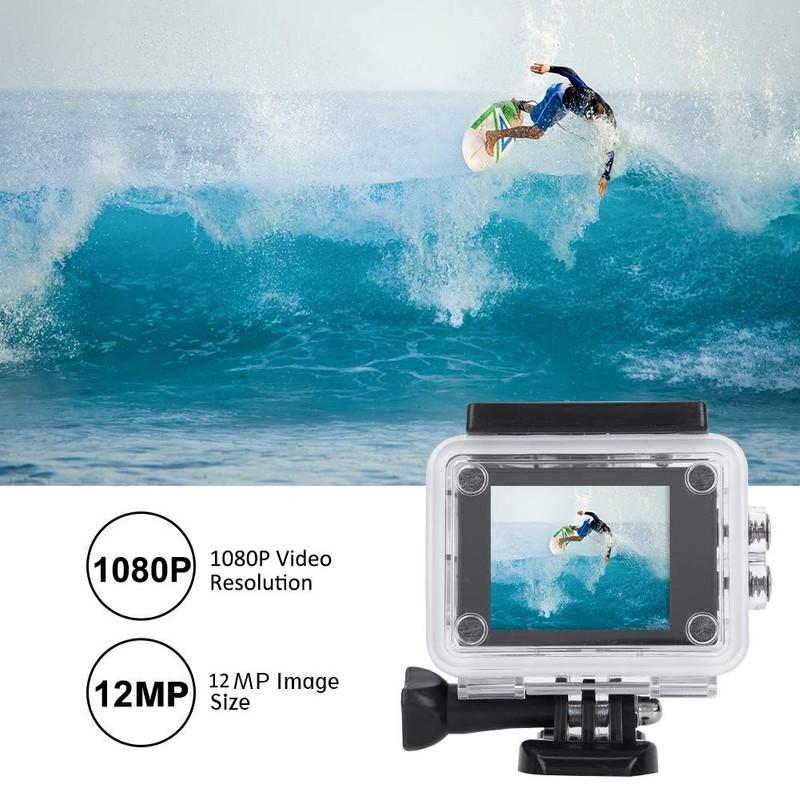 HD 1080P Sports Camera,30m Waterproof 140° Wide Angle Action Camcorder