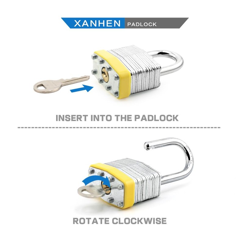 XanHen Keyed Alike Laminated Steel Padlocks with Normal Shackle for