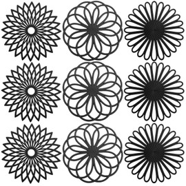 YMKWZ 9 Pcs Silicone Trivet Mat Soft Flexible Hot Pot Holder Heat Resistant Hot Pads Nonslip Silicone Trivet for Table and Countertop Dishwasher Safe Black