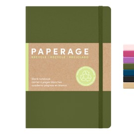 PAPERAGE Recycled Blank Journal Notebook, (Olive), 160 Pages, Medium 5.6 inches x 8 inches - 100 GSM Thick Paper, Hardcover