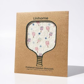 Linhome Pickleball Swedish Dishcloth, Reusable Paper Towel, Super Absorbent Cellulose Sponge, Pickleball Pattern, Washable Kitchen Cleaning Cloth (1, Watercolor Baby Pink and Blues Stripe)