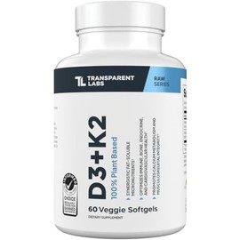 Transparent Labs Vitamin D3 K2 - Vitamin D & K2 Vitamin Supplement for Men & Women, Vegan-Friendly D3K2 5000 IU Supplements to Support Bone, Immune, a
