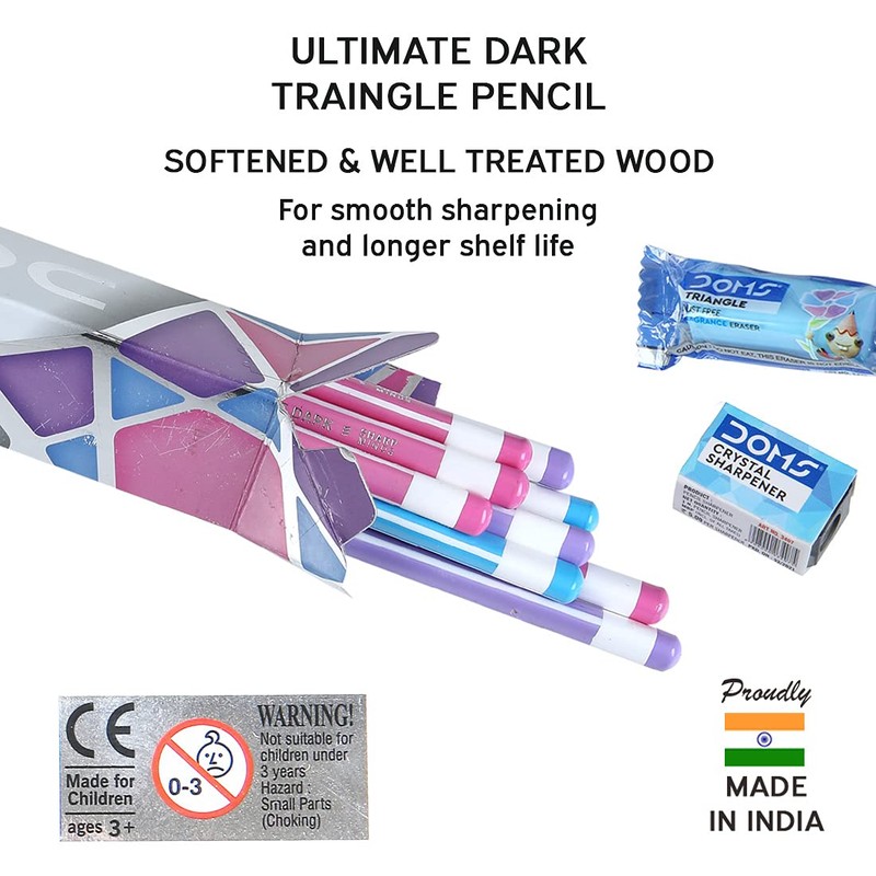 Doms Zoom Triangle 10 Pencils Ultimate Dark + 1 Free