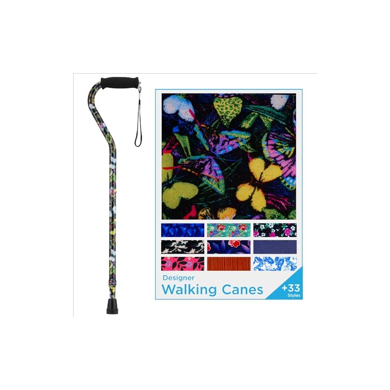 Nova Joy Designer Offset Walking Cane for Seniors - Unisex