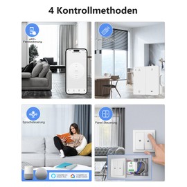 YOMOGI Pack of 4 WiFi Roller Shutter Switches with RF Remote Control, WiFi Roller Shutter Timer for Roller Shutters/Blinds/Awnings Requires Zero Conductor, Compatible with Alexa & Google & Siri