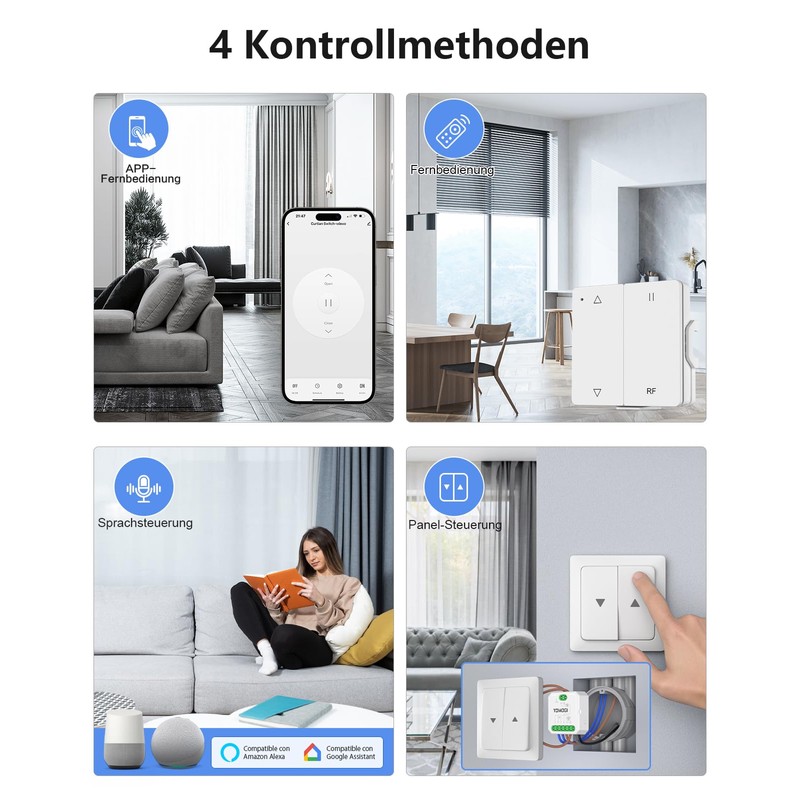 YOMOGI Pack of 4 WiFi Roller Shutter Switches with RF