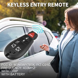TUCKBOLD Keyless Entry Remote for Dodge Grand Caravan 433Mhz M3N5WY783X 6 Button Reusable | Control Replacement Car Key Fob 1 Pcs for Chrysler Town and Country