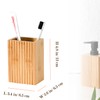 Natural Bamboo Toothbrush Holder for Bathroom, Fluted Square Bamboo Toothbrush