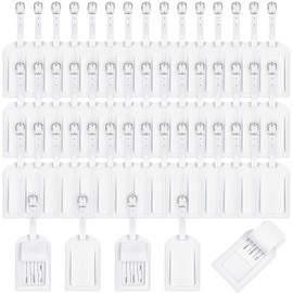 50 Pieces Bulk Luggage Tag Travel Bag Tags Leather Suitcase Tags Travel Bag Labels with Full Privacy Cover and Name ID Card for Luggage Suitcase Baggage Handbag School Bag (White)