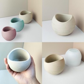 Japleed Curved Candle Cups Silicone Molds, Egg Shape Container Storage Resin Concrete Cement Molds, Epoxy Resin Casting Candle Vessels Jewelry Pen Holder Plant Pot Mold DIY Unique Crafts Decor