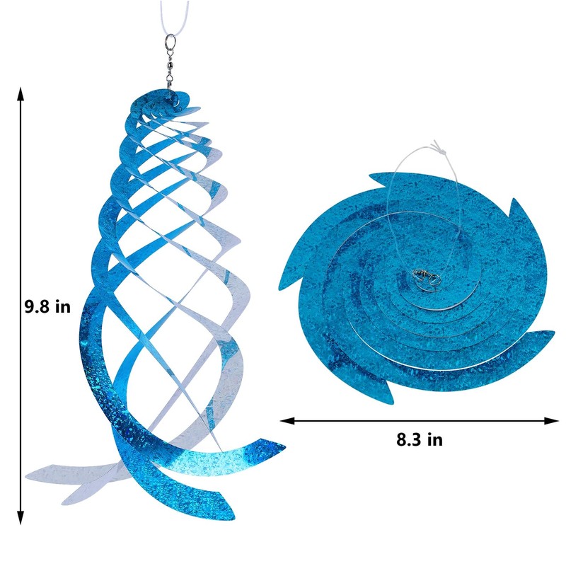 Hausse 6 Pack Bird Repellent Spiral Reflectors Blue Mylar Spinner,